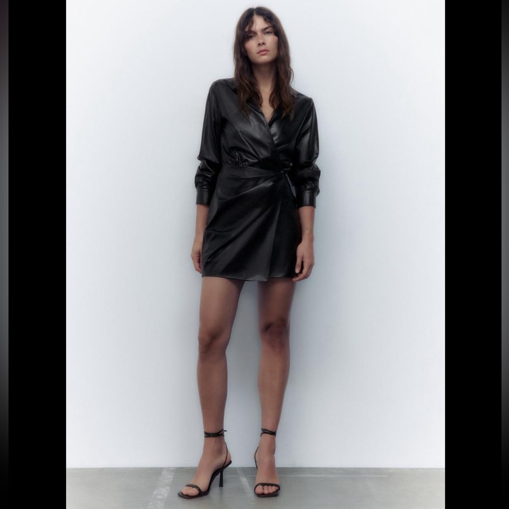 Zara Faux Leather Shirt Dress